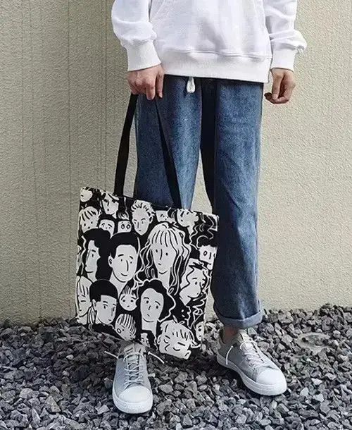Other Fashion y2k unisex cartoon portrait canvas tote bag Size ONE SIZE - 2 Thumbnail