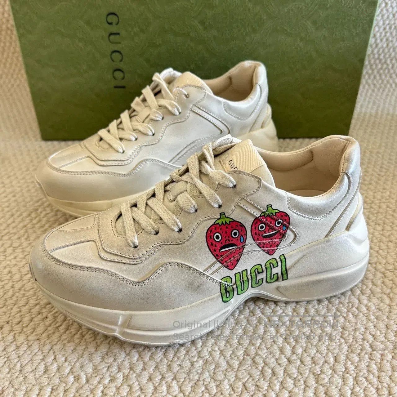 Gucci gucci rhyton sneakers with strawberry print. Size US 5.5 / IT 35.5 - 1 Thumbnail