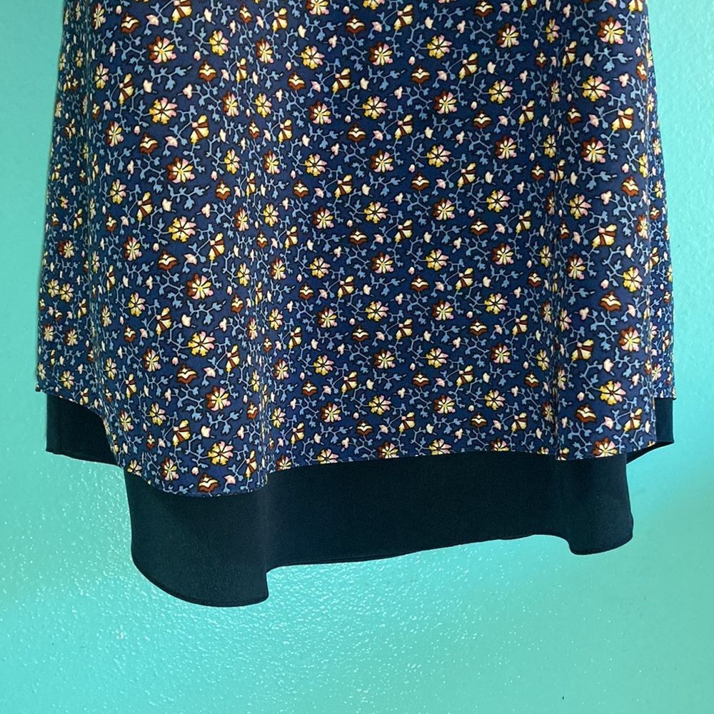 Tory Burch Tori Burch Womens Size XS Blue Floral Silk Mini Sheath Dress Size XS / US 0-2 / IT 36-38 - 11 Thumbnail