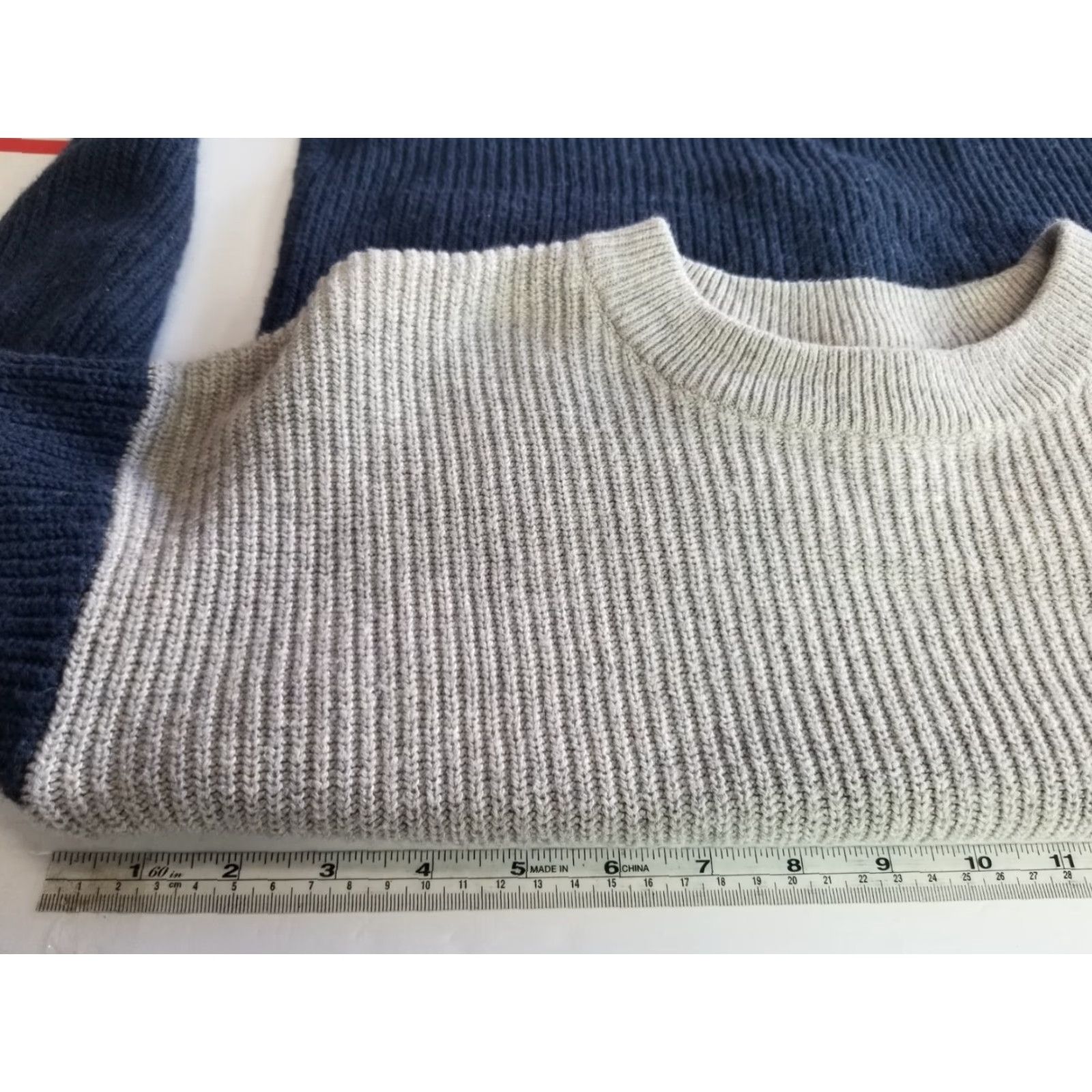 Madewell Madewell Sweater Womens XS Gray Blue Pullover Crewneck V-Neck Long Sleeve Striped Knit Stretch Regular Relaxed Cotton Viscose Polyamide Women Size XS / US 0-2 / IT 36-38 - 3 Thumbnail