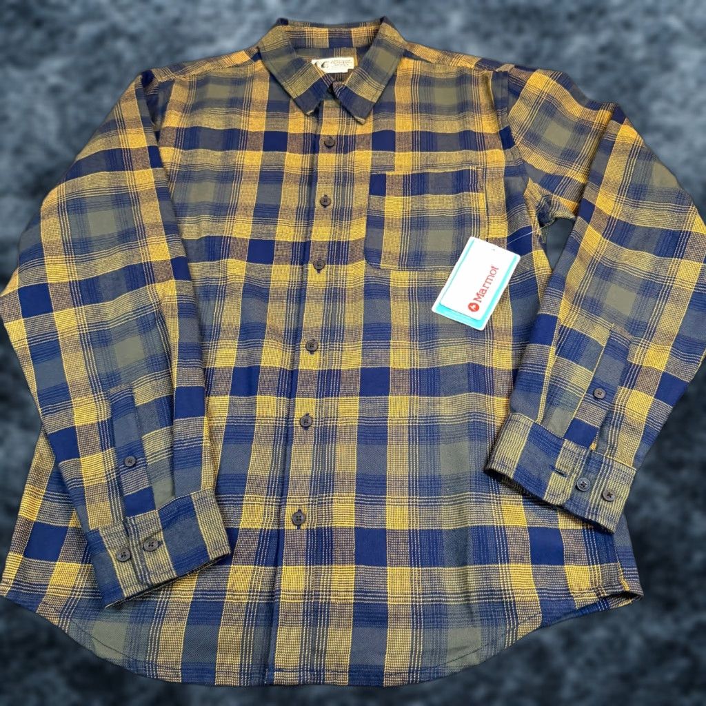 Marmot Marmot Fairfax Novelty Lightweight Flannel Shirt Mens M Navy Yellow Plaid Casual Outdoors Size US M / EU 48-50 / 2 - 1 Thumbnail