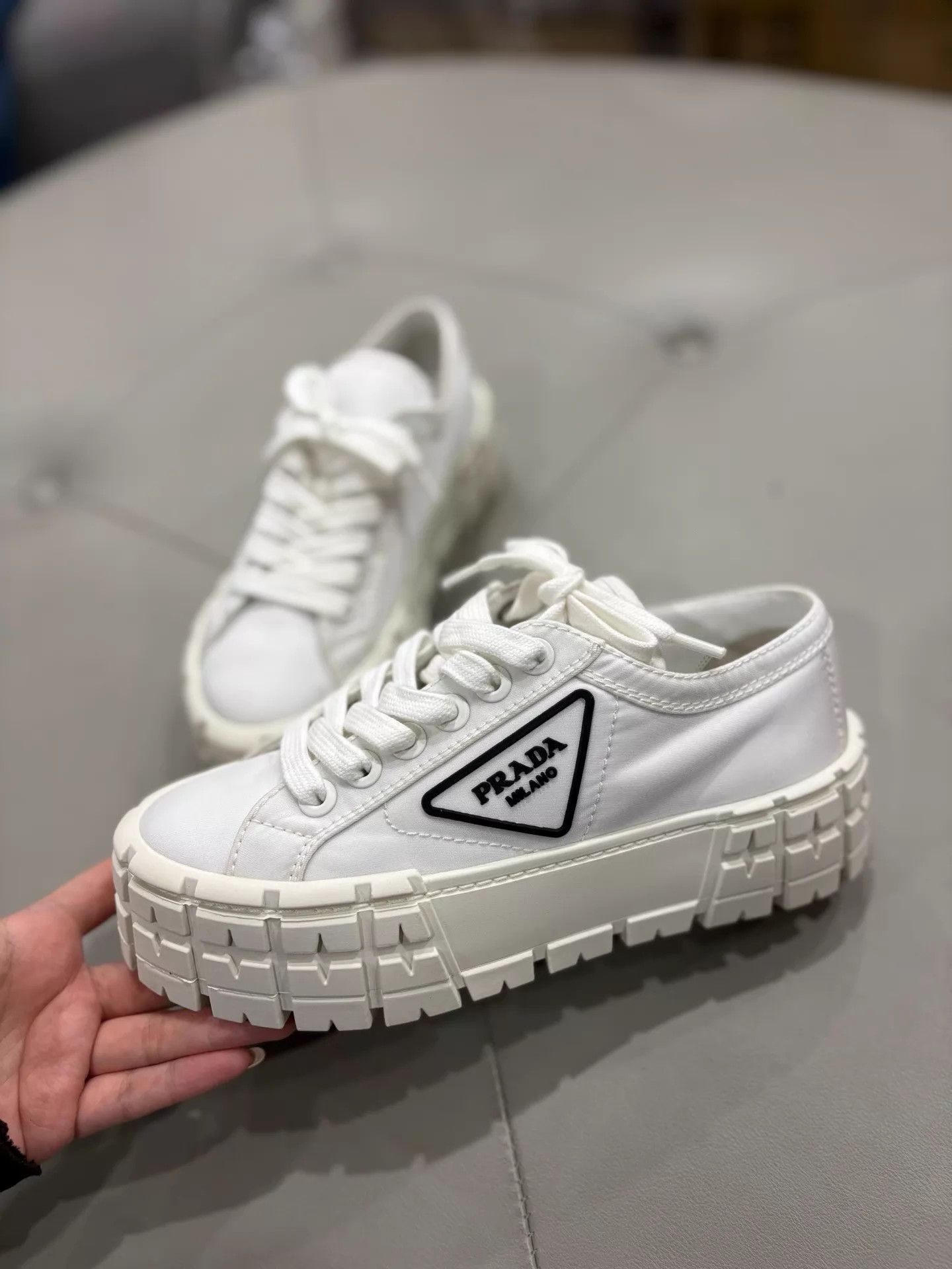Prada Prada White Canvas Platform Cracker 35.5/35 99.99 Size US 5 / IT 35 - 2 Thumbnail