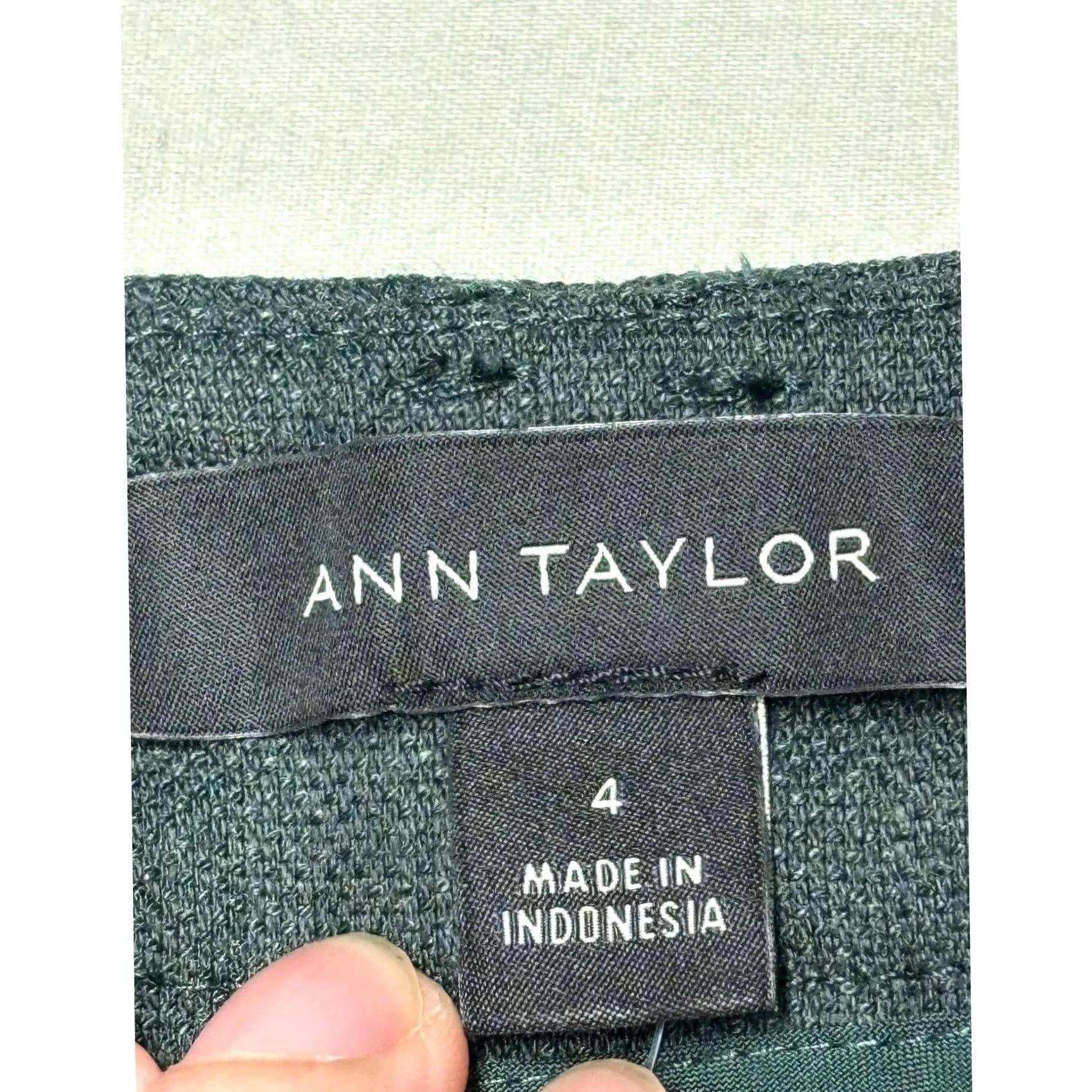 Ann Taylor NWT Ann Taylor The Cotton Crop Pants Green Linen Blend Mid Rise Womens 4 W32 L26 Size 27" / US 4 / IT 40 - 3 Thumbnail