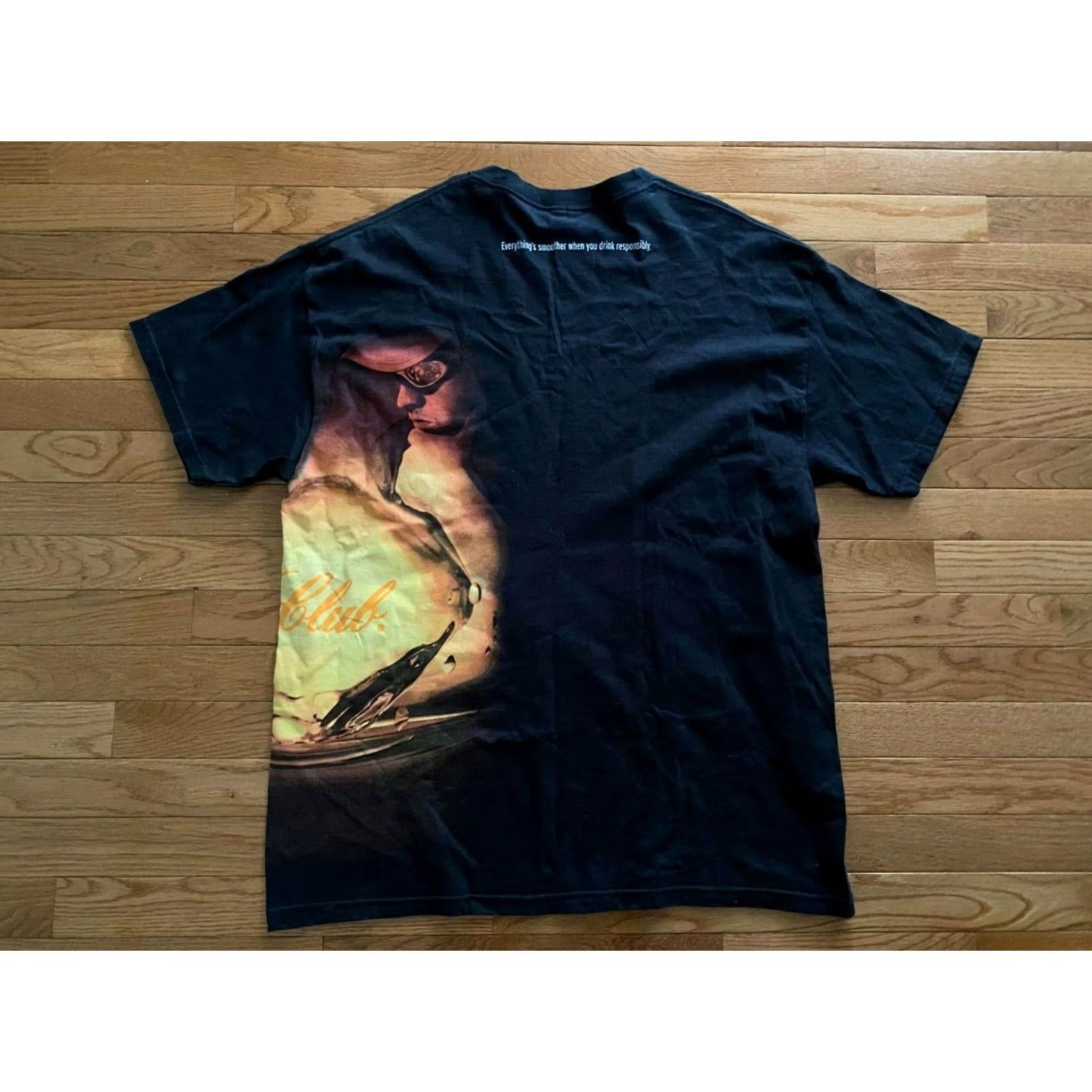 Hanes VINTAGE 90s Streetwear Hanes T-Shirt Mens XL Black Canadian Club Whiskey All Over Print Shirt Size US XL / EU 56 / 4 - 2 Thumbnail