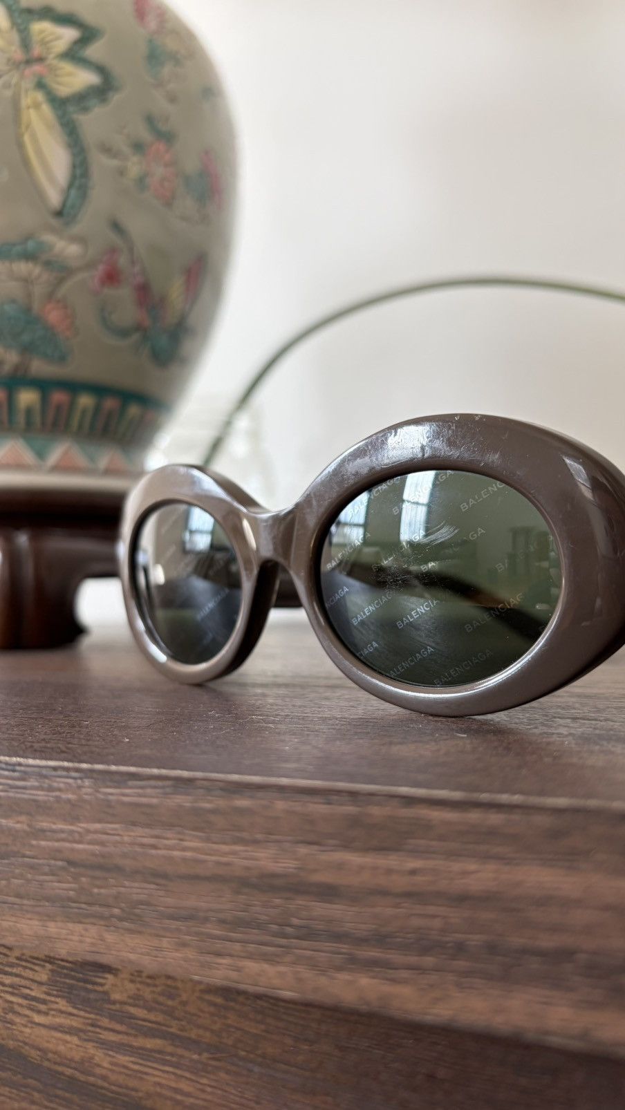 Balenciaga Balenciaga Oval Sunglasses Brown Frame Logo Lens Size ONE SIZE - 3 Thumbnail