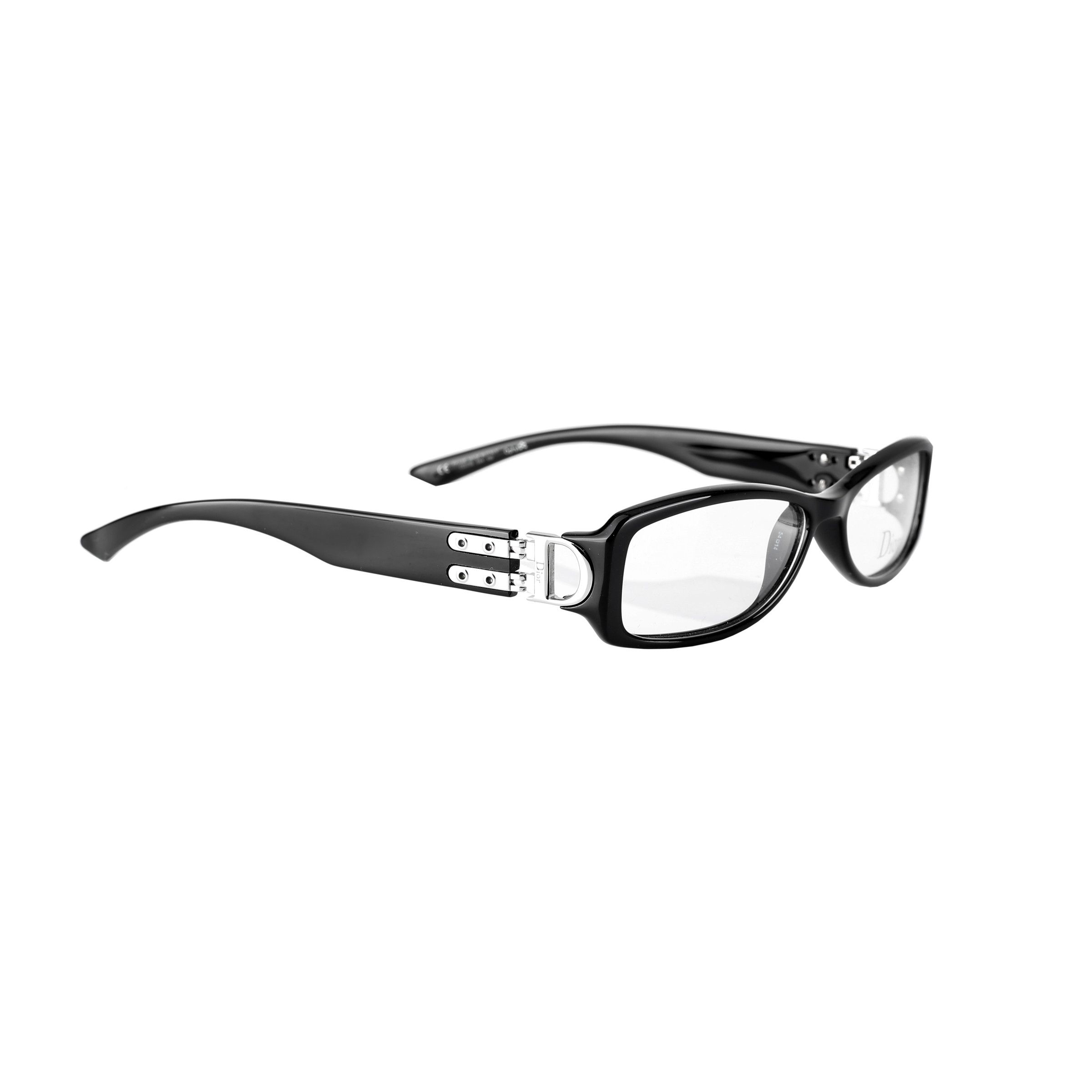 Christian Dior Monsieur Christian Dior '90s Lock Detail Black Rectangular Glasses Size ONE SIZE - 3 Thumbnail