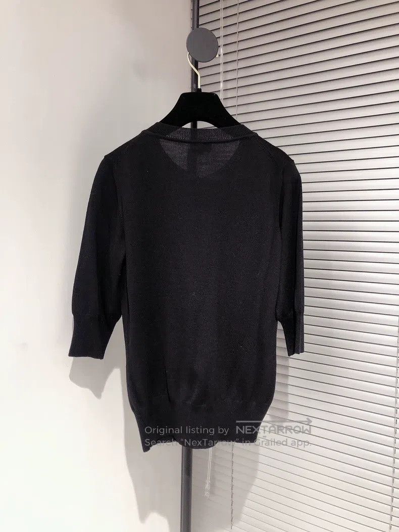 Fendi Fendi Black Seven-Quarter Sleeve Sequin Beaded Knit Top Size XS / US 0-2 / IT 36-38 - 2 Thumbnail