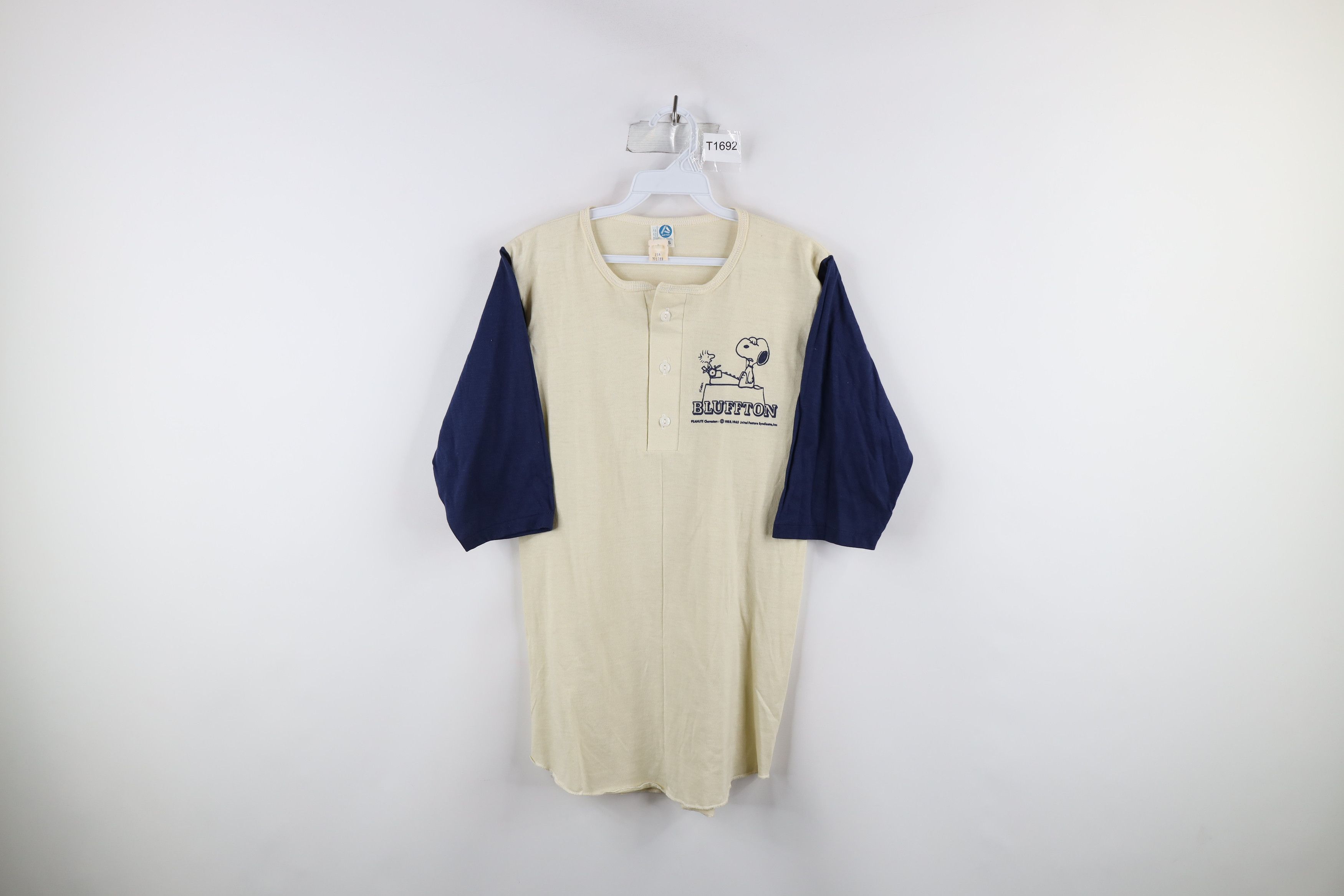 NOS Vintage 70s Snoopy Bluffton Raglan Henley T-Shirt USA
