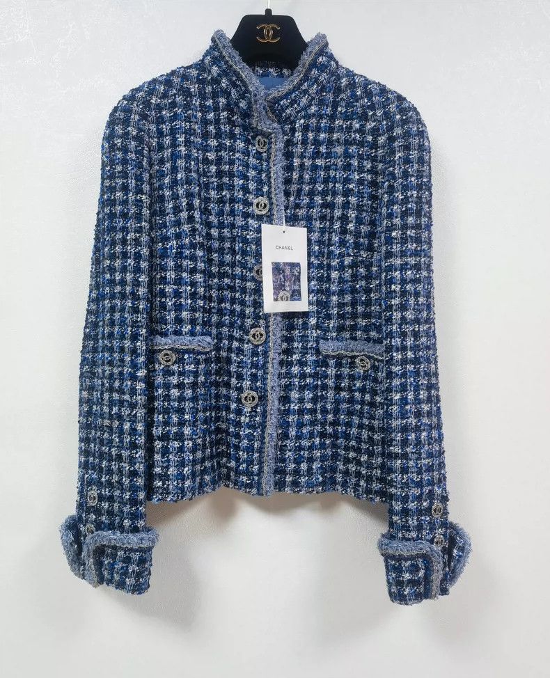 Chanel Chanel 20P twill tweed blue diamond buckle jacket Size XS / US 0-2 / IT 36-38 - 1 Thumbnail