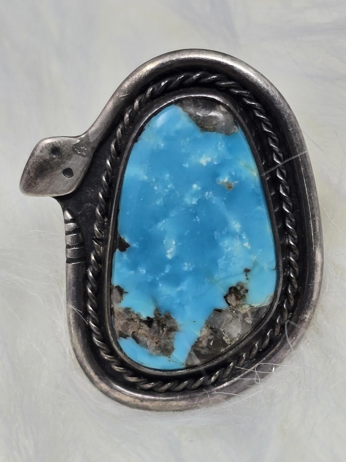 Other Sterling Silver Turquoise Snake Ring Size 11.25 Navajo Size ONE SIZE - 1 Thumbnail