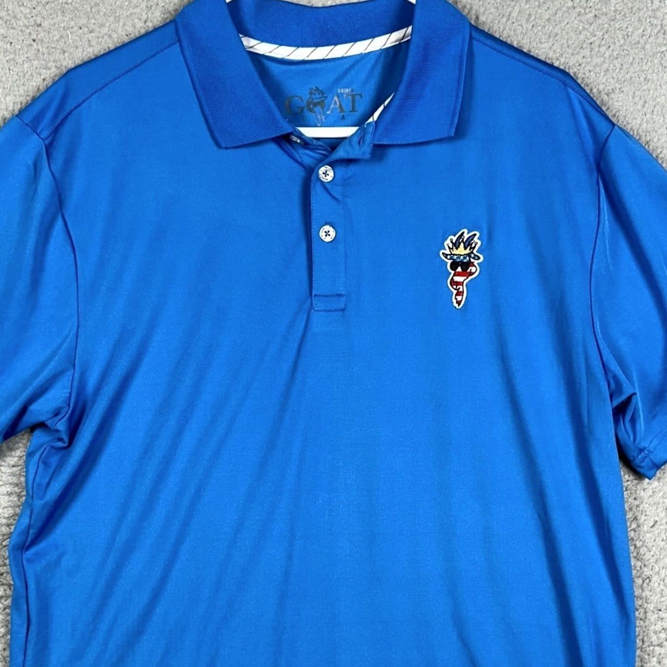 Vintage GOAT USA Polo Shirt Mens M Blue Short Sleeve Performance Golf Moisture Wicking Stretch Casual Activewear Size US M / EU 48-50 / 2 - 2 Thumbnail