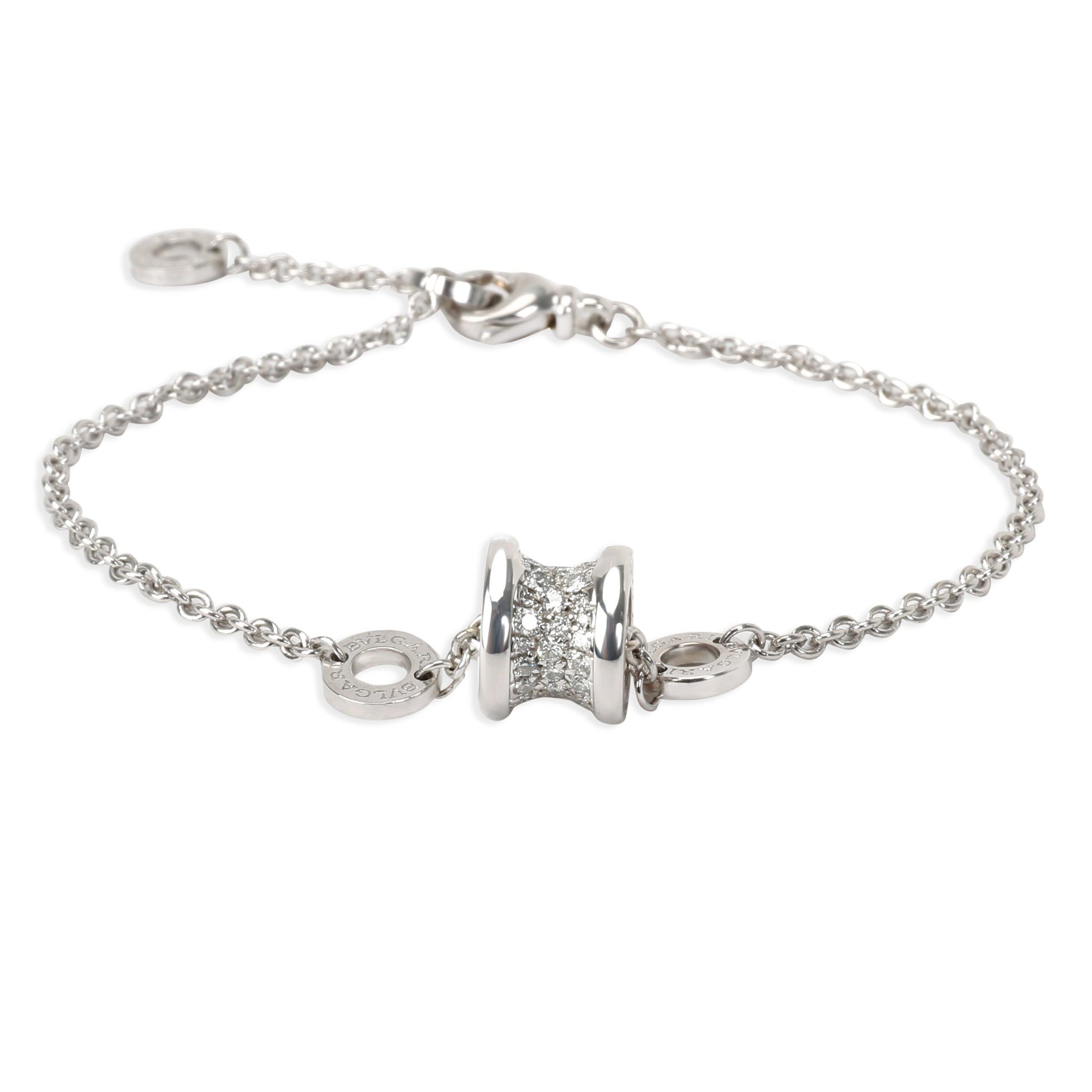 image of Bvlgari Bulgari B Zero 1 Diamond Bracelet In 18K White Gold 0.28 Ctw, Women's