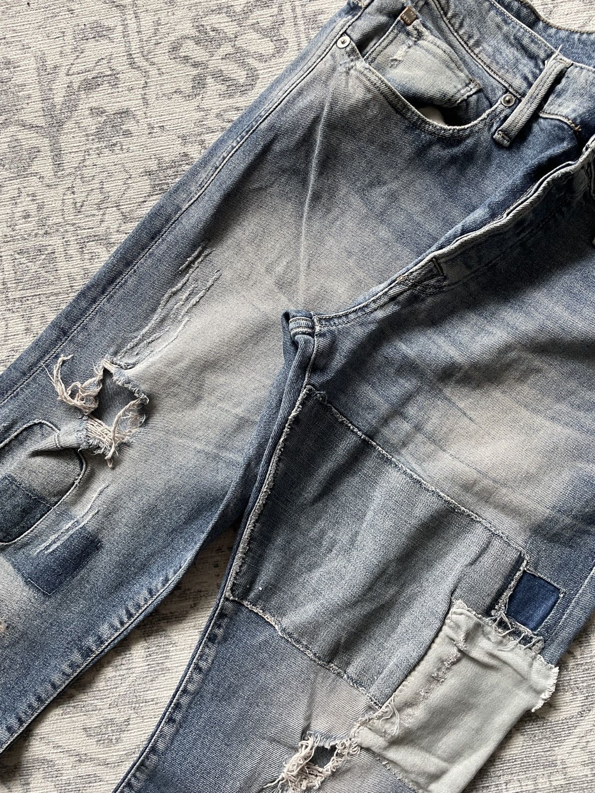 Japanese Brand Vintage Skinny Jeans Slim Fit Distressed Patchwork Japanese Size US 32 / EU 48 - 5 Thumbnail