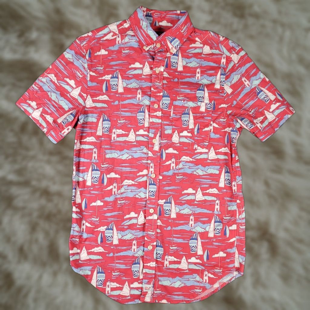 Vineyard Vines VINEYARD VINES Shirt Mens Small Pink Geometric Button-Up Short Sleeve Preppy Size US S / EU 44-46 / 1 - 1 Thumbnail