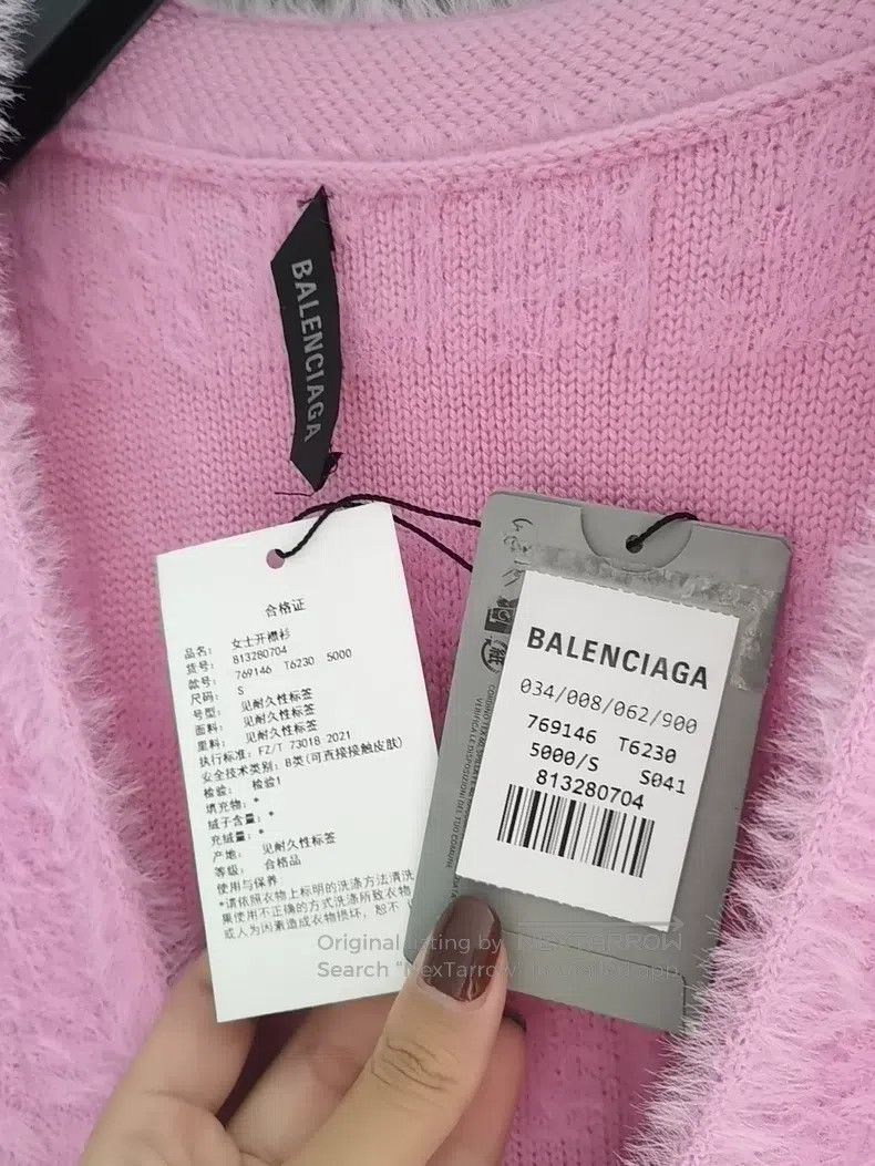 Balenciaga Balenciaga Pink knit logo cardigan Size S / US 4 / IT 40 - 5 Thumbnail