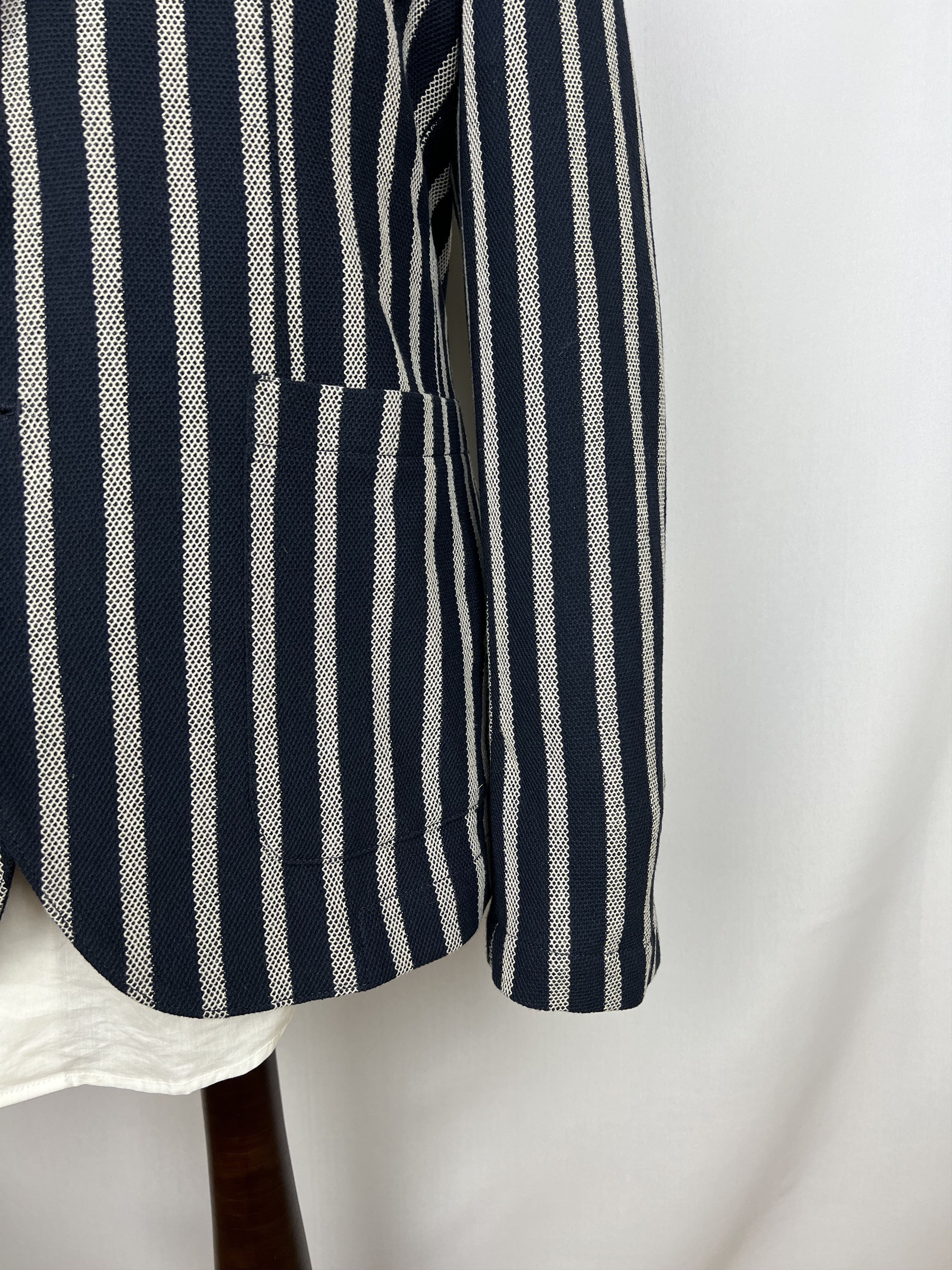Paoloni Striped Textured Stretch Cotton-Blend Half-Lined Sport Coat Size 40R - 8 Thumbnail