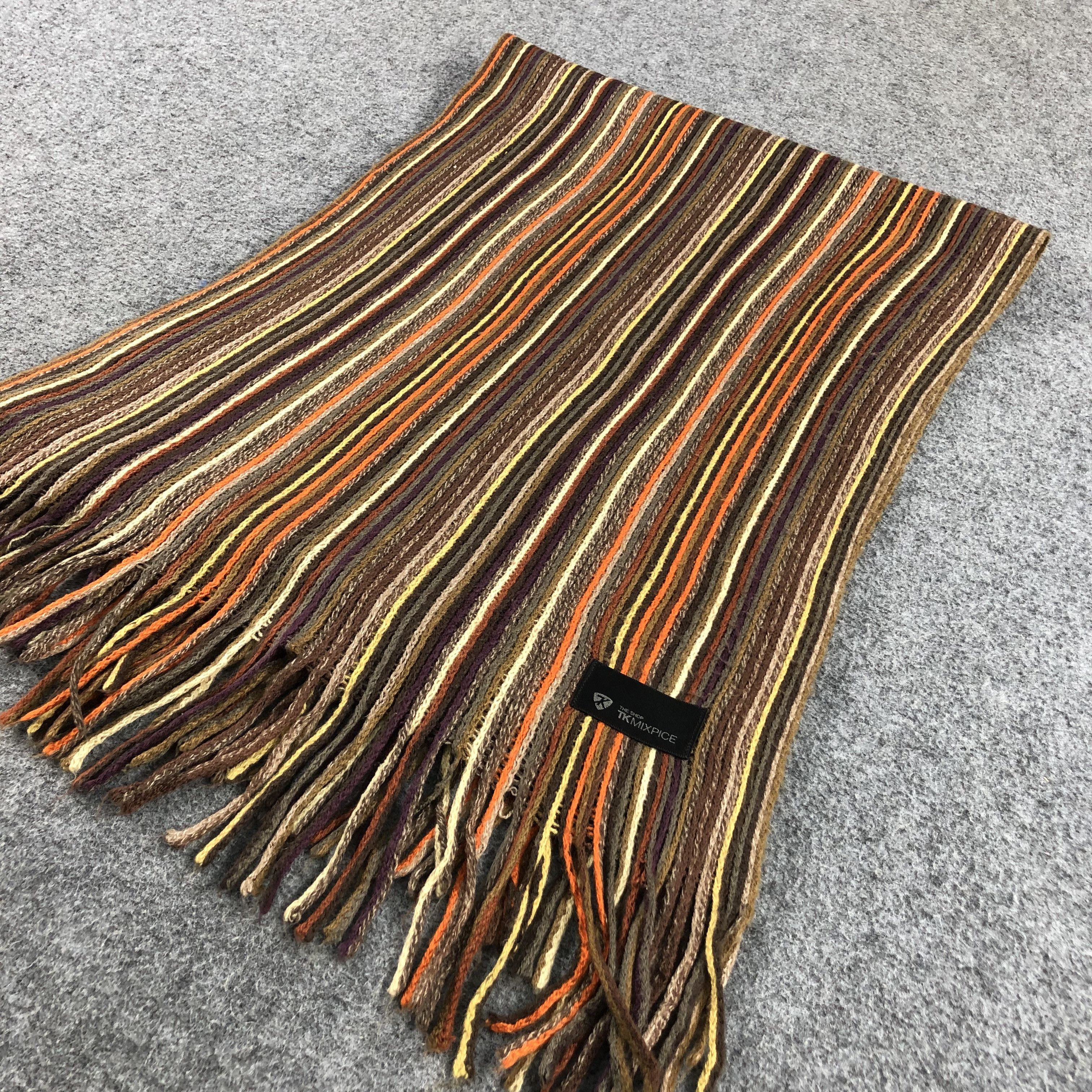 Takeo Kikuchi Takeo Kikuchi Striped Knit Wool Scarf Muffler V785 Size ONE SIZE - 3 Thumbnail