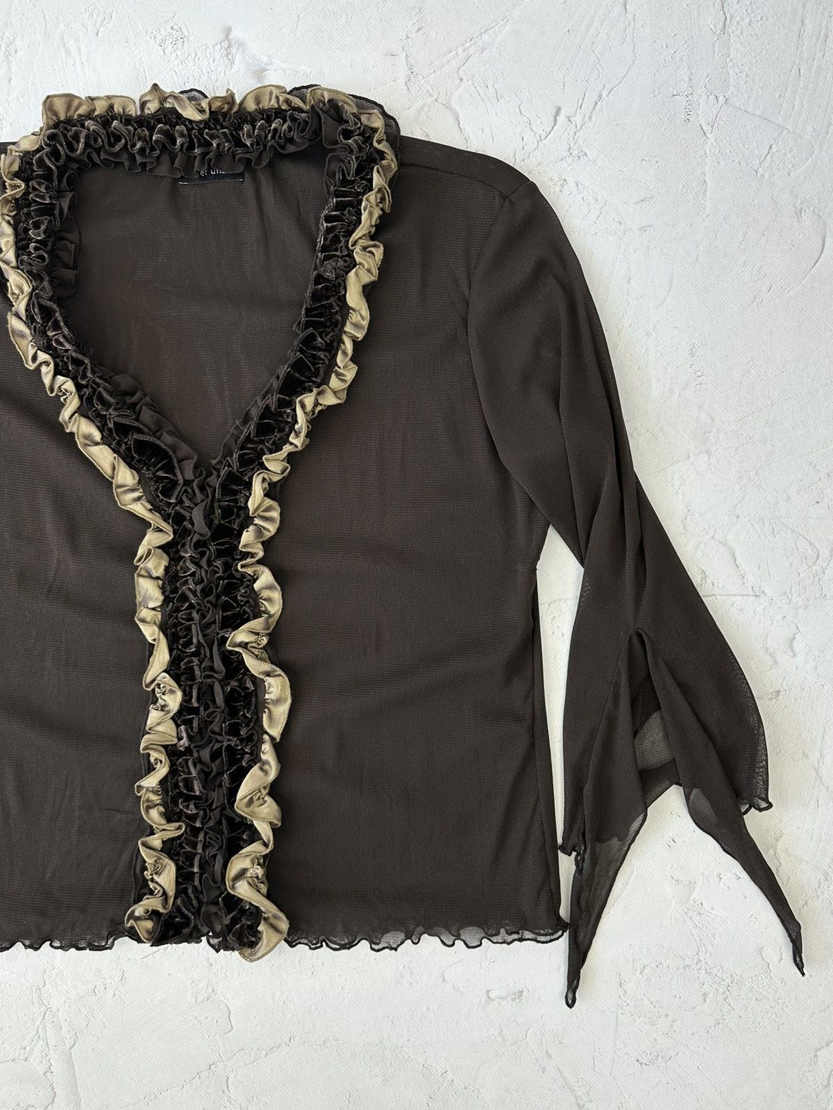 If Six Was Nine Vintage Mesh Brown Blouse Size M / US 6-8 / IT 42-44 - 4 Thumbnail