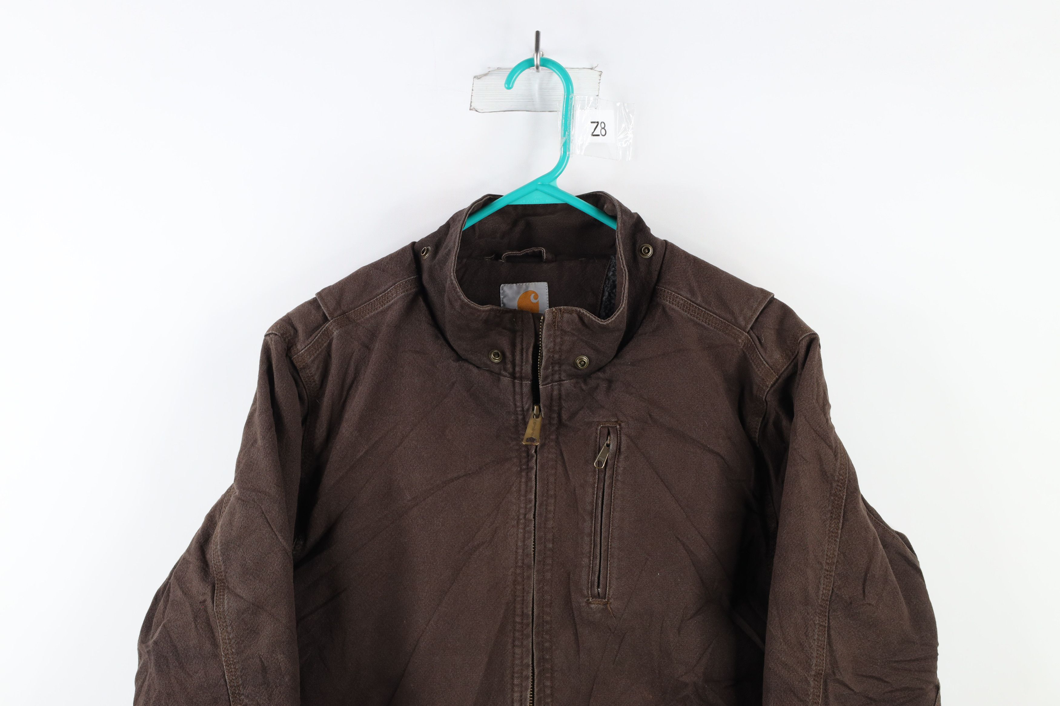 Carhartt × Vintage Vintage Carhartt Spell Out Fleece Lined Canvas Jacket Brown Size L / US 10 / IT 46 - 2 Thumbnail