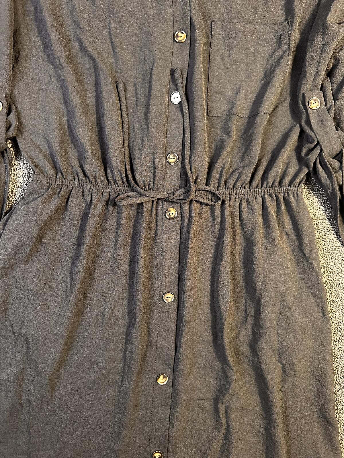 Other Monteau Button-Front Sz L Long Sleeve Drawstring Waist Dress Size L / US 10 / IT 46 - 2 Thumbnail