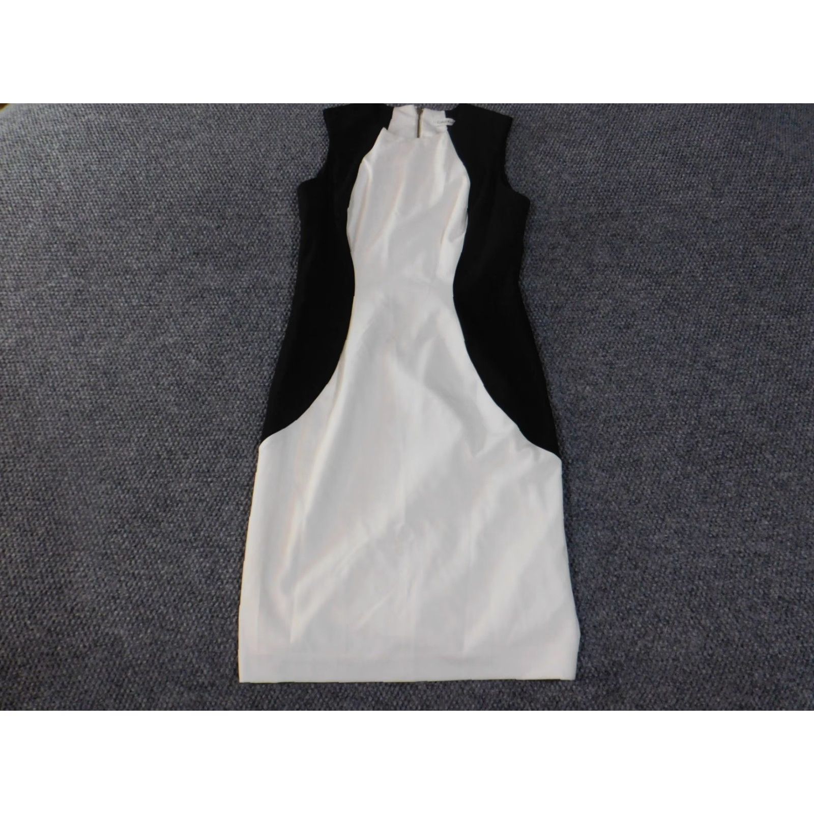 Calvin Klein Calvin Klein Dress Womens A-Line Midi Zip Sleeveless White Polyester Spandex Knit Stretch Casual Size 4 Puff Sleeve Round Neck Crochet Size S / US 4 / IT 40 - 2 Thumbnail
