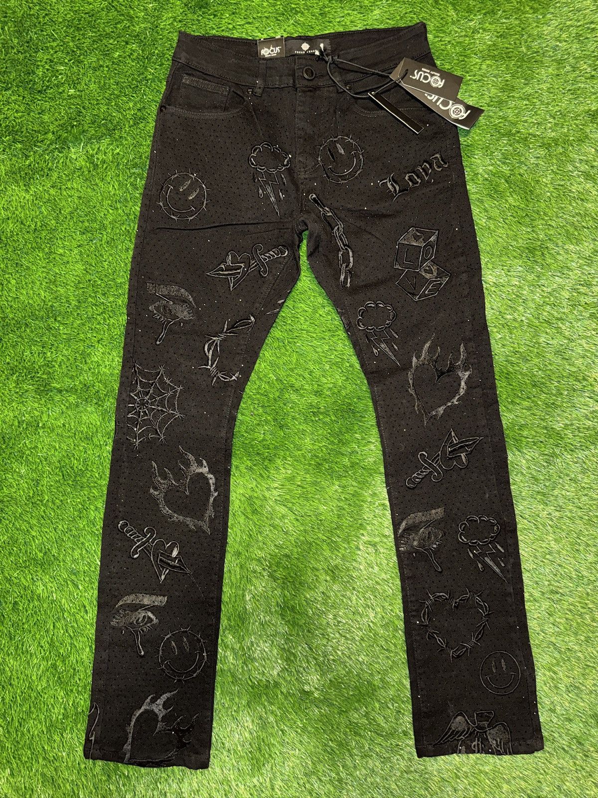 Other Rhinestone Jeans Denim Size US 30 / EU 46 - 1 Thumbnail