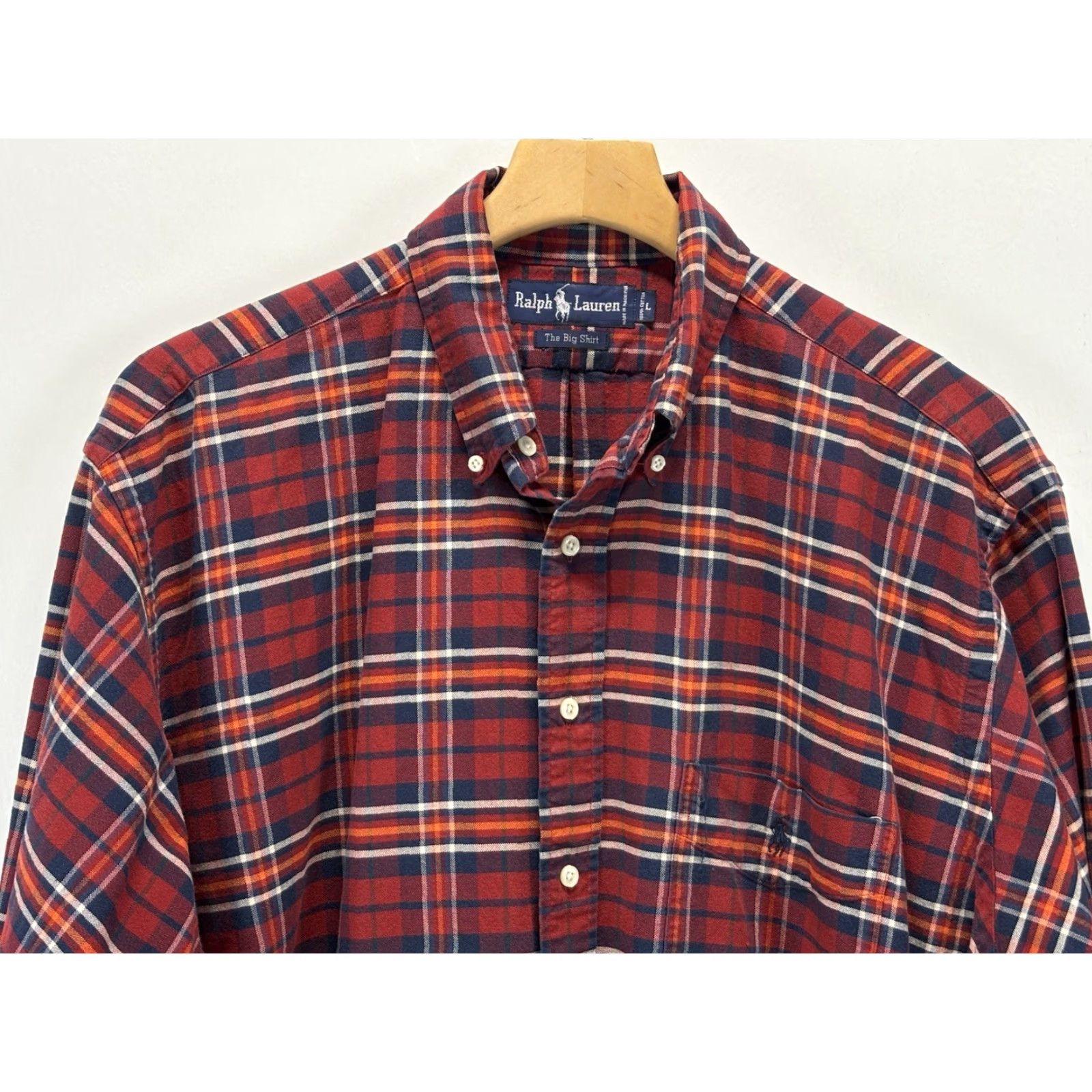 Polo Ralph Lauren VINTAGE Ralph Lauren Button-Down Shirt Mens Large Oxford Cloth Plaid Logo 80s 90s Preppy Classic Red Cotton Shirt Mens Large Size US L / EU 52-54 / 3 - 2 Thumbnail