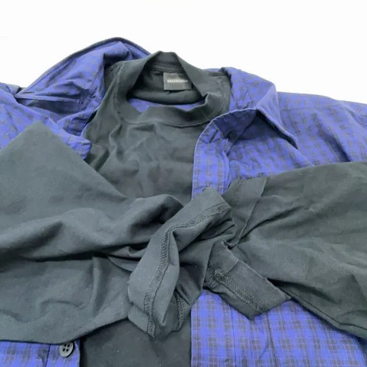 Balenciaga Balenciaga Balenciaga Blue Long Sleeve Layered TShirt -250 Size US M / EU 48-50 / 2 - 9 Thumbnail