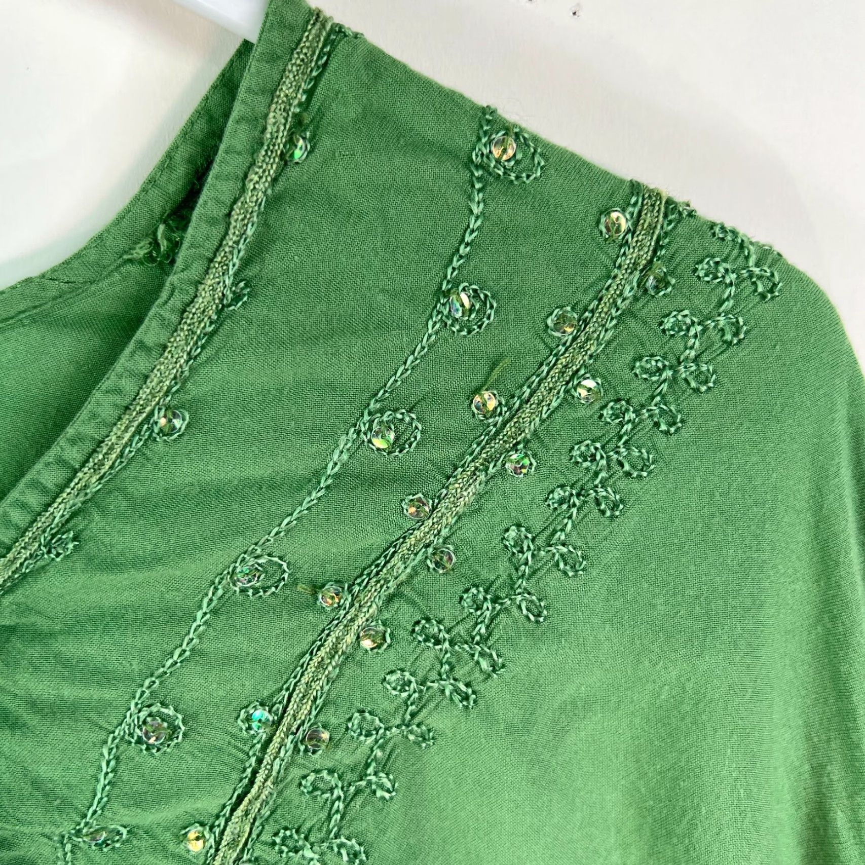 Vintage VINTAGE White Stag Womens Green Long Sleeve V Neck Blouse Plus Size 18W Rayon Casual Size XXL / US 16-18 / IT 52-54 - 3 Thumbnail