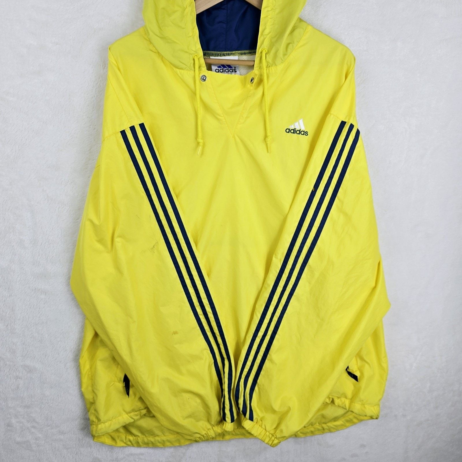 Adidas Vintage 90s Adidas Yellow Hooded Pullover Windbreaker XL Size US XL / EU 56 / 4 - 4 Thumbnail