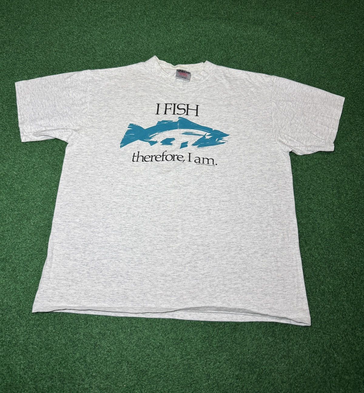 Vintage I Fish Therefore I Am Fishing 80s 90s T Shirt Rene Descartes Size US L / EU 52-54 / 3 - 1 Thumbnail
