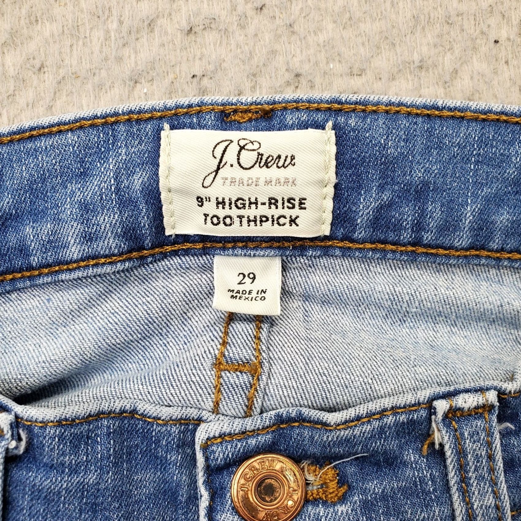 J.Crew J.Crew Jeans Womens 29 Blue Denim High-Rise Toothpick Skinny Jeans Button Fly Size 29" - 7 Thumbnail