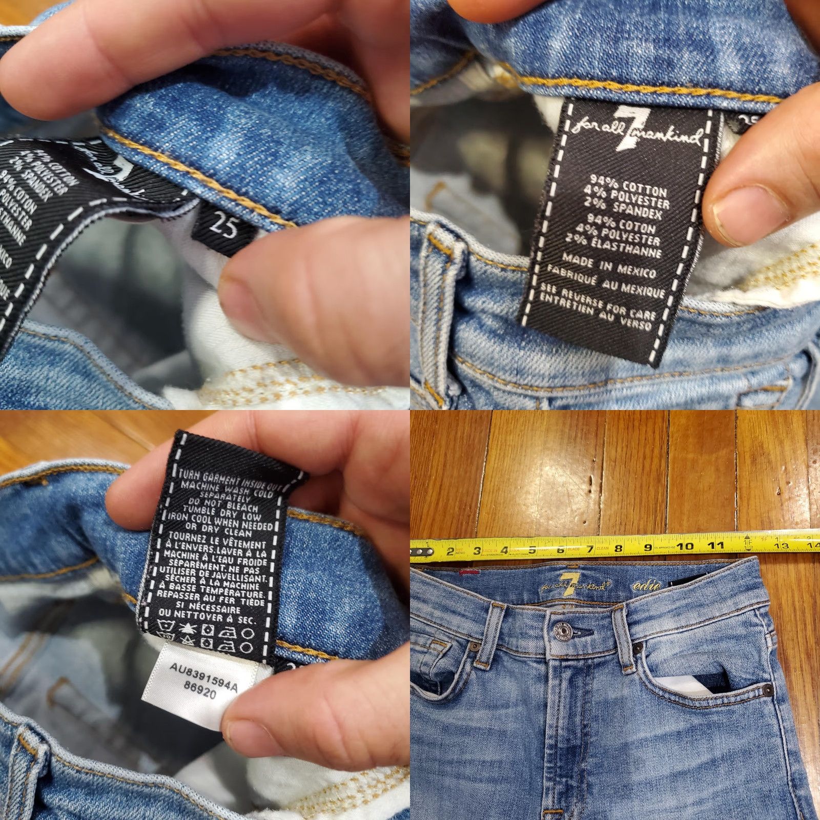 7 For All Mankind 7 For All Mankind Edie Jeans Womens 25 Blue Mid Rise Skinny Frayed Hem Crop Jeans Size 42" / US 20 - 8 Thumbnail