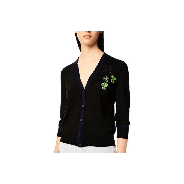 Loewe Loewe Black Floral Embroidered Cardigan Sweater Size XS / US 0-2 / IT 36-38 - 1 Thumbnail