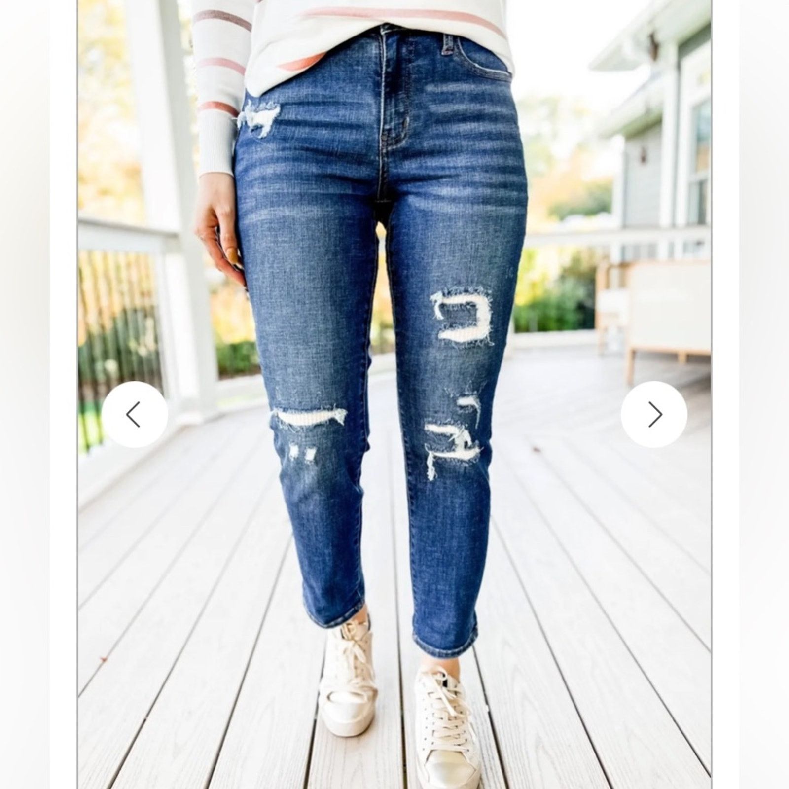Judy Blue Judy Blue $79 Patch Perfect Boyfriend Jeans 5 / 27” EUC Size 27" / US 4 / IT 40 - 2 Thumbnail