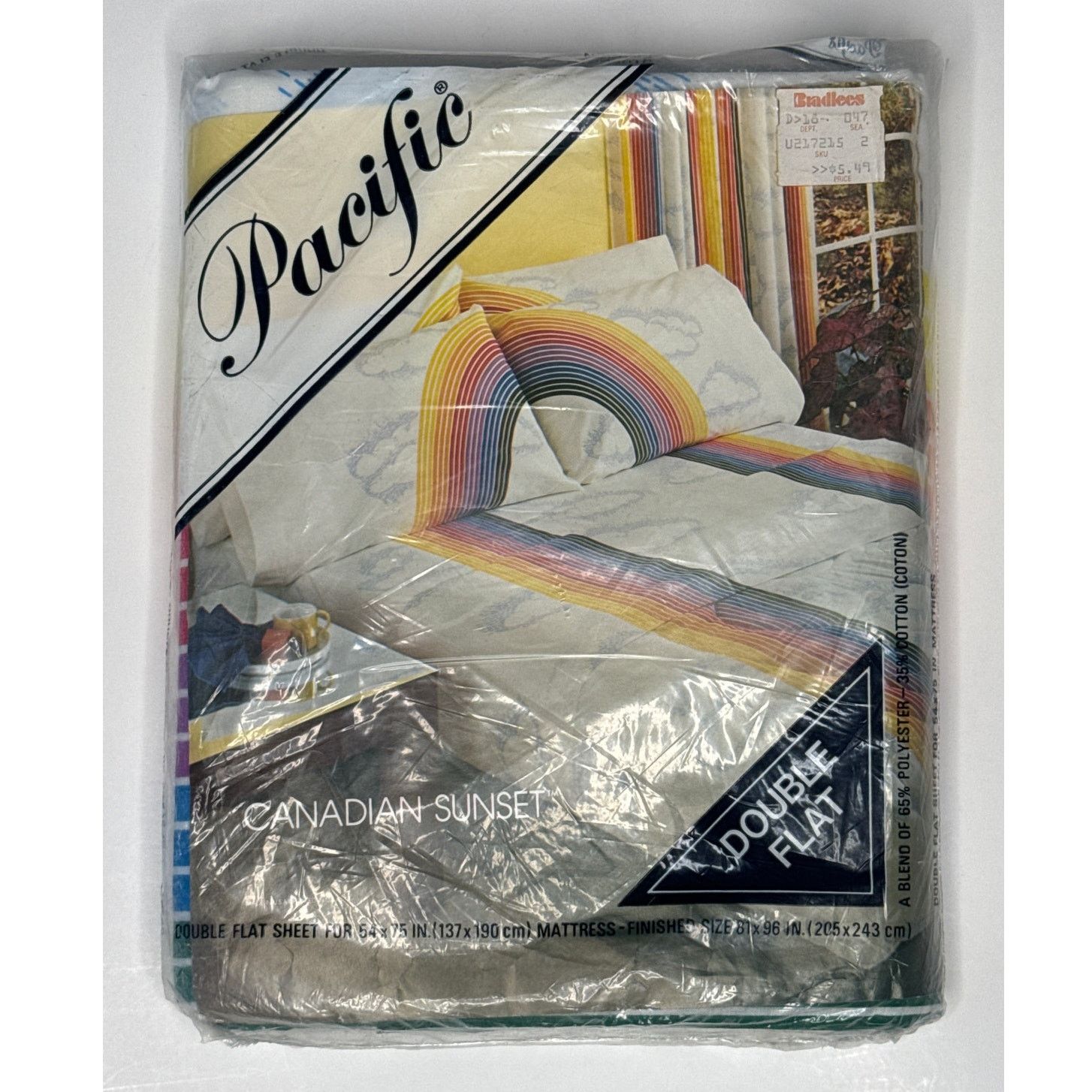 Vintage NWT 80s Pacific Rainbow & Clouds double sheet set LGBT Size ONE SIZE - 3 Thumbnail