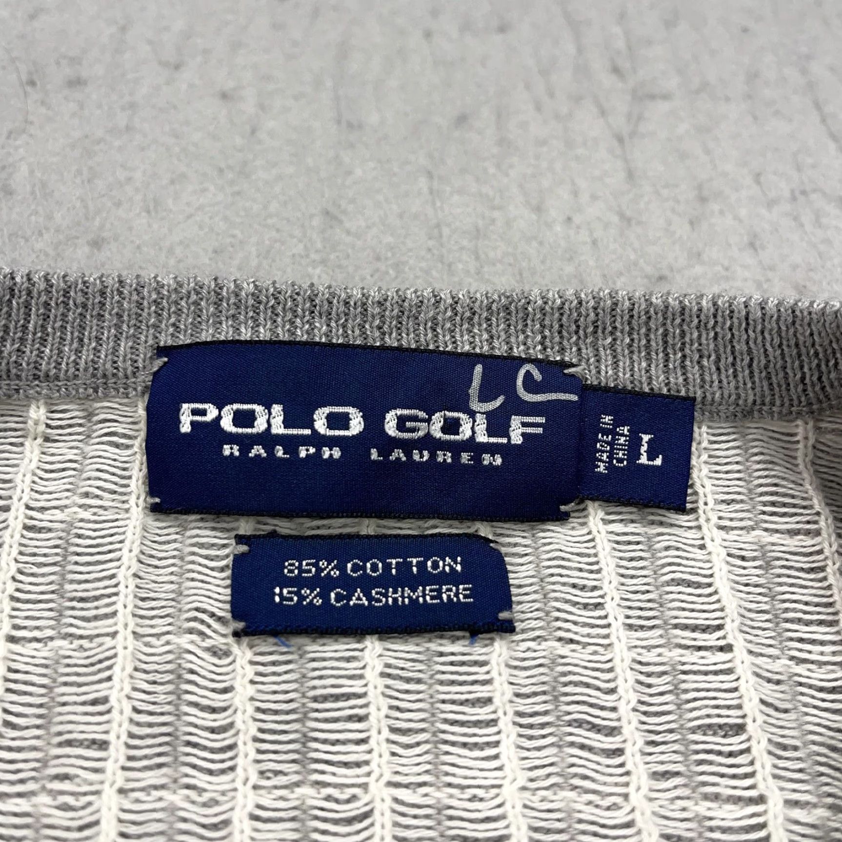 Polo Ralph Lauren VINTAGE Polo Ralph Lauren Golf Sweater Vest Mens Large Gray Check Knit V-Neck Cashmere Cotton Size US L / EU 52-54 / 3 - 3 Thumbnail