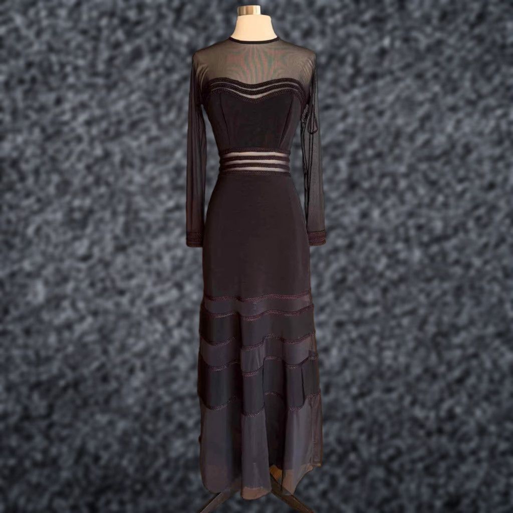 Vintage VINTAGE Cache Formal Gown Maxi Dress Bodycon Black S 1990s 2000s 90s Clubwear Wedding Paris Gothic Rock Size S / US 4 / IT 40 - 1 Thumbnail