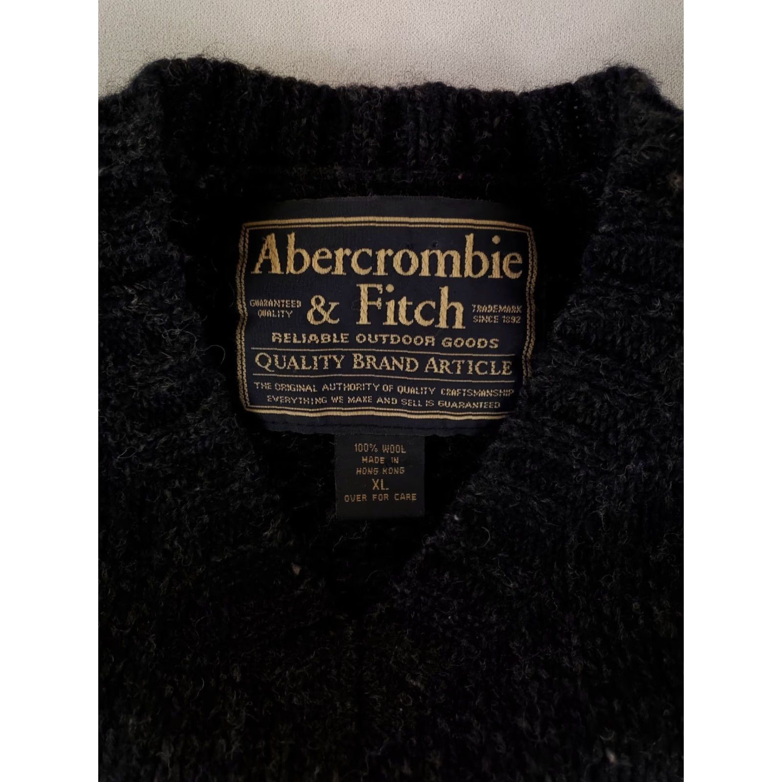Abercrombie & Fitch VINTAGE Abercrombie & Fitch Sweater 90s 100% Wool Long Sleeve Black Mens XL Pullover Size US XL / EU 56 / 4 - 2 Thumbnail