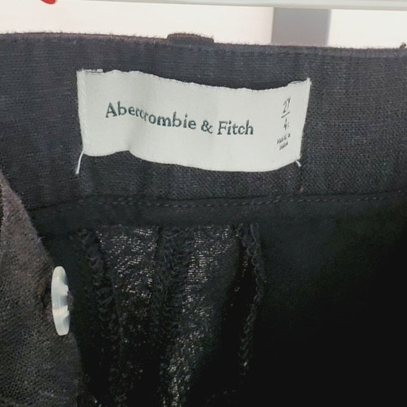 Abercrombie & Fitch Abercrombie & Fitch Black Linen Blend Trouser Pants 27/4 Size 27" / US 4 / IT 40 - 4 Thumbnail