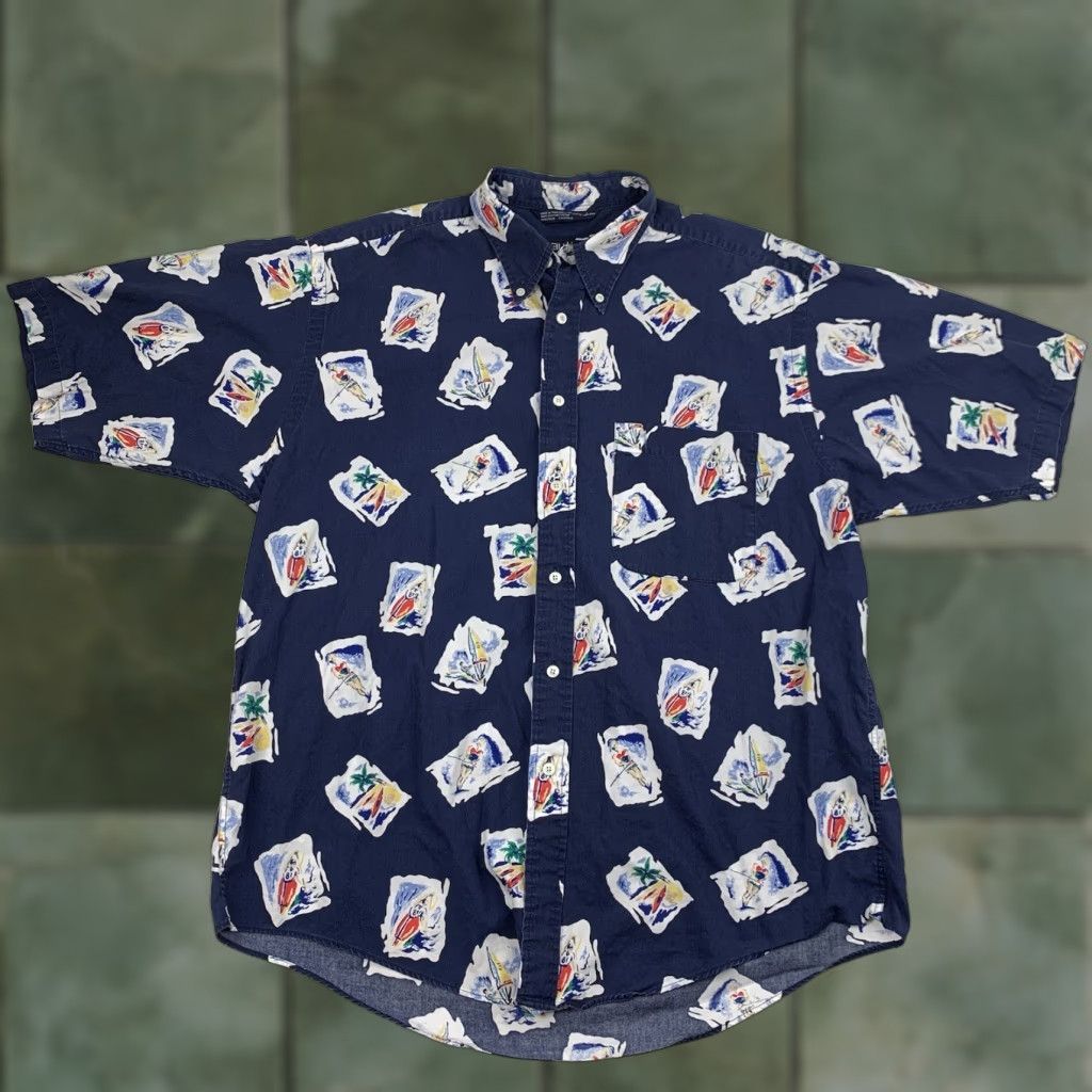 Nautica VINTAGE Nautica Button-Up Shirt Adult Large Blue Sailing Collar 90s Formal USA Size US L / EU 52-54 / 3 - 1 Thumbnail