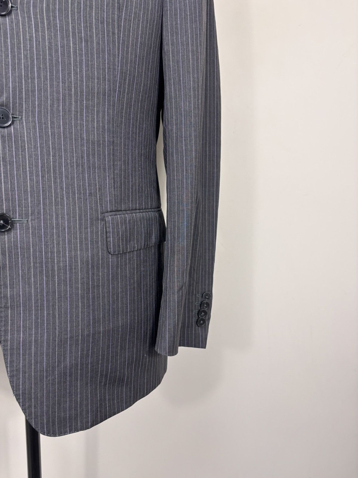 Z Zegna Ermenegildo Z Zegna Men’s Striped Grey Wool Blazer Jacket Size 40R - 5 Thumbnail