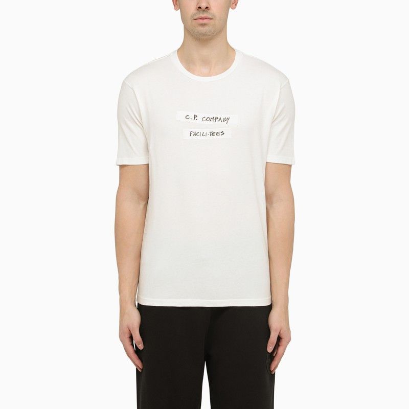 image of C P Company White T-Shirt With Facilitees Logo, Men's (Size Small)
