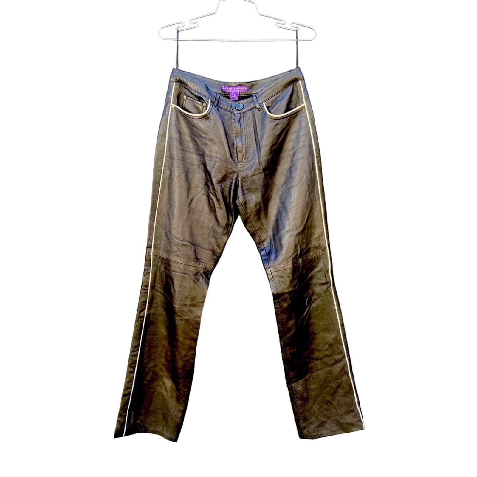 Ralph Lauren Purple Label VTG Ralph Lauren Collection leather pants w racing stripe Size 28" / US 6 / IT 42 - 1 Thumbnail