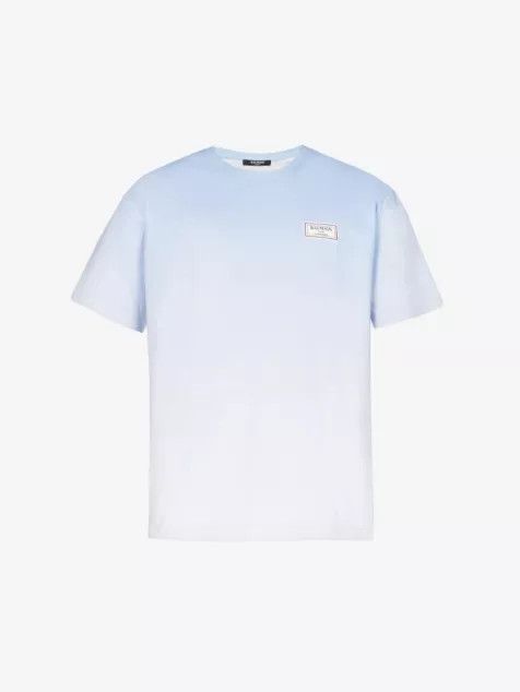 image of Balmain O1W1Db10224 T-Shirt In Light Blue, Men's (Size Small)