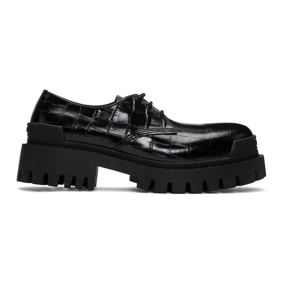image of 1.4K ValueBalenciaga Croc Strike Derby Shoes in Black, Men's (Size 8)