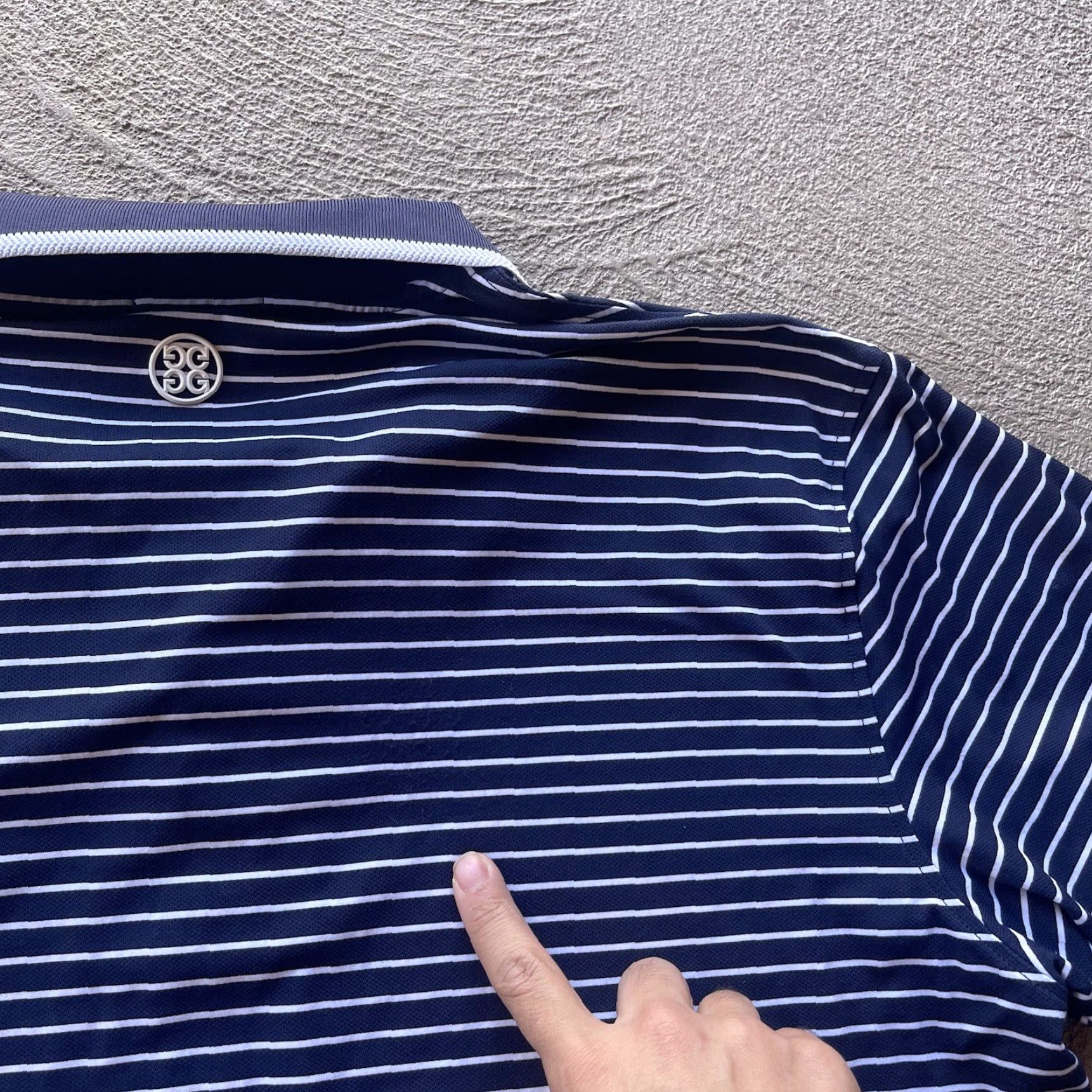 G/FORE G/Fore Polo Shirt Mens Large Blue White Performance Stretch Striped Golf Basic Size US L / EU 52-54 / 3 - 7 Thumbnail