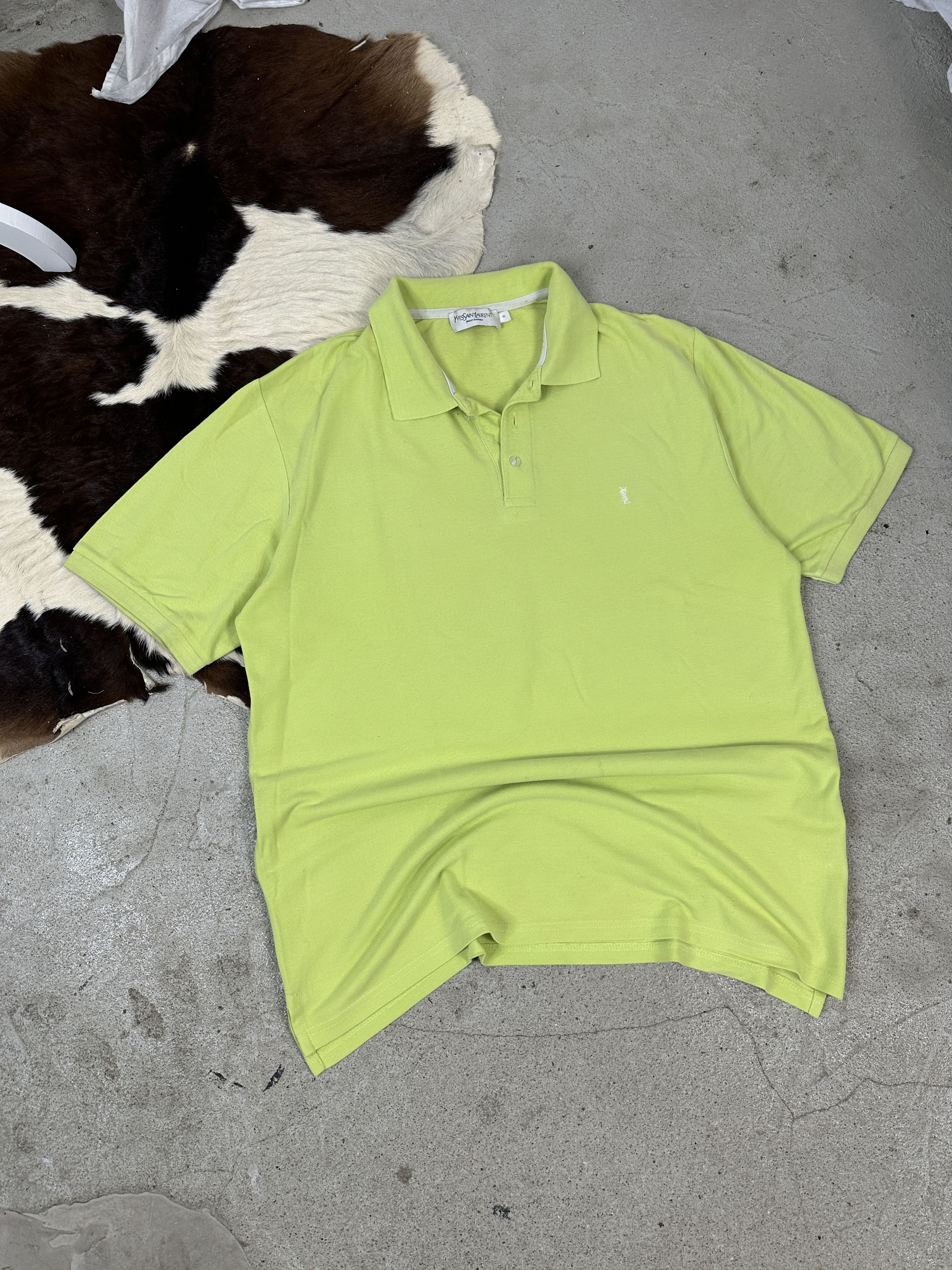Vintage × Yves Saint Laurent Vintage Casual Yves Saint Laurent Lime Green Polo T-shirt Size US XL / EU 56 / 4 - 1 Thumbnail
