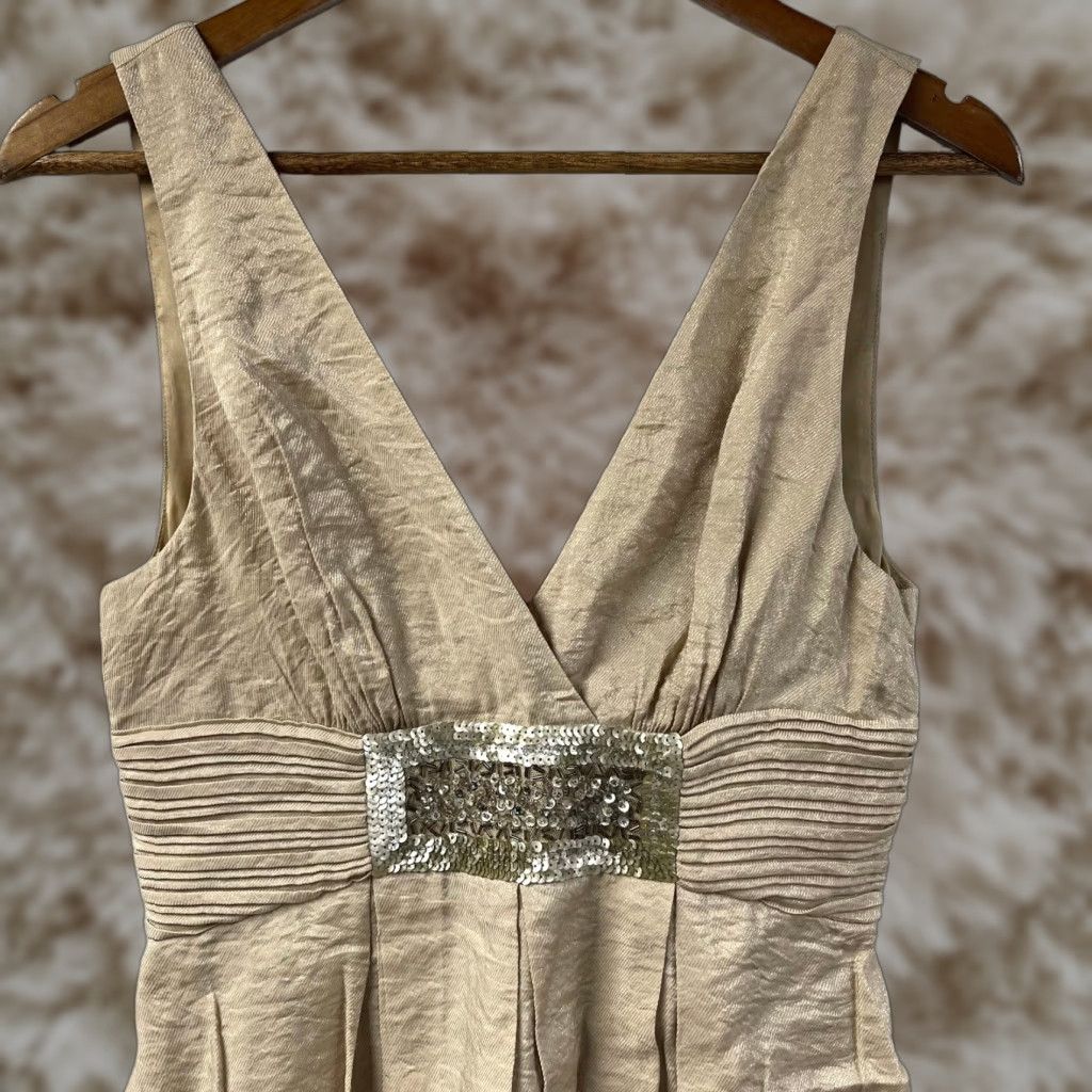 VINTAGE BCBG MAXAZRIA Dress Mini Gold Sleeveless Short 4 Women Adult