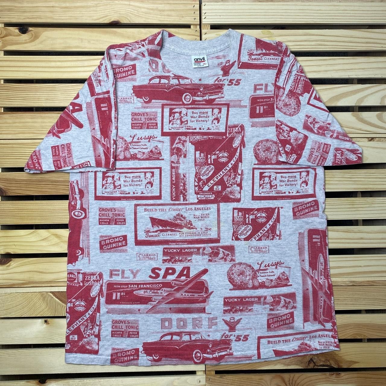 Anvil Vintage Advertisements Gray AOP Tee Size XL Size US XL / EU 56 / 4 - 1 Thumbnail